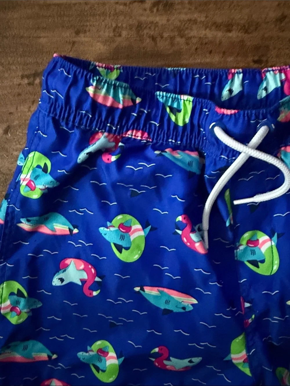 Blue Novelty Shark & Float Swim Trunks size 10h-12h